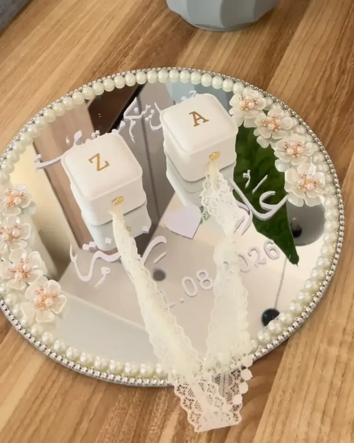 صينية دبل مع ورد ولؤلؤ